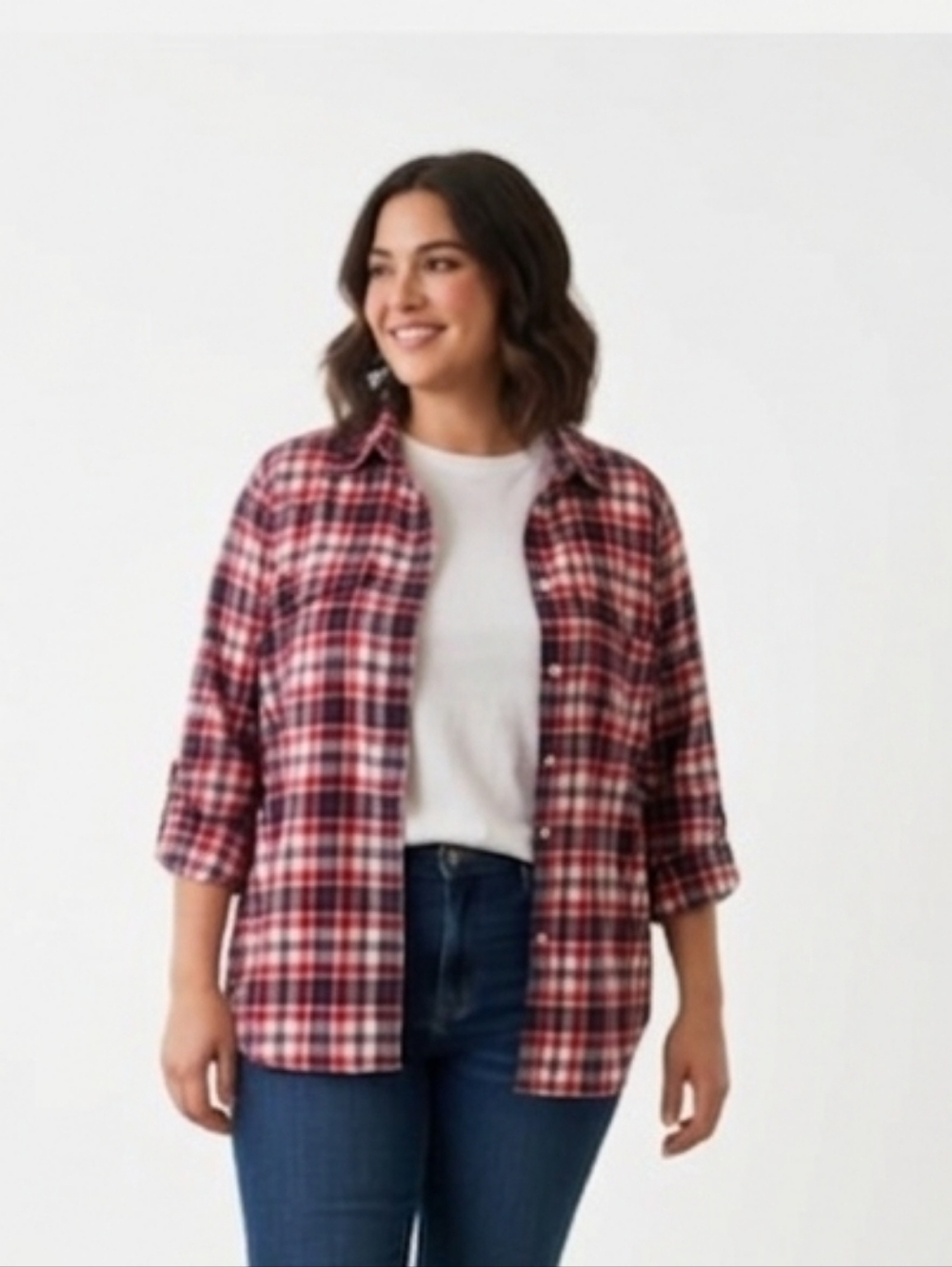 Jones Jeans Plaid Flannel Button Down Shirt Size 2X Red Navy Yellow